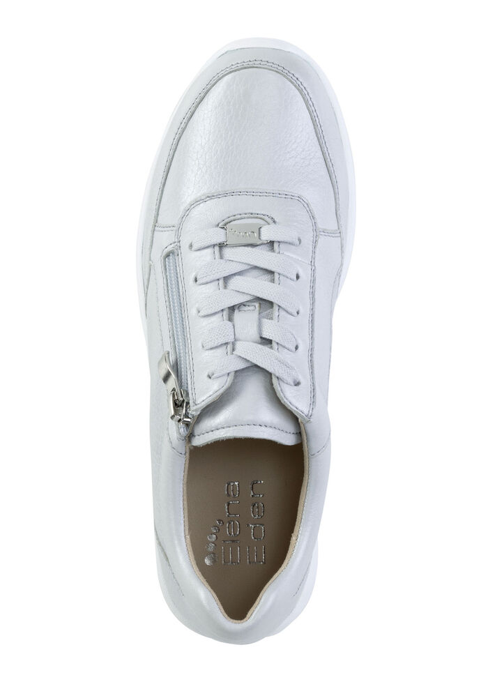 ELENA EDEN sneakers van fijn glanzend, generfd hertennappaleer BLEU