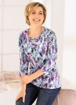 Overhemd van fijne jersey GRIJS-ROZE-VEELKLEURIG