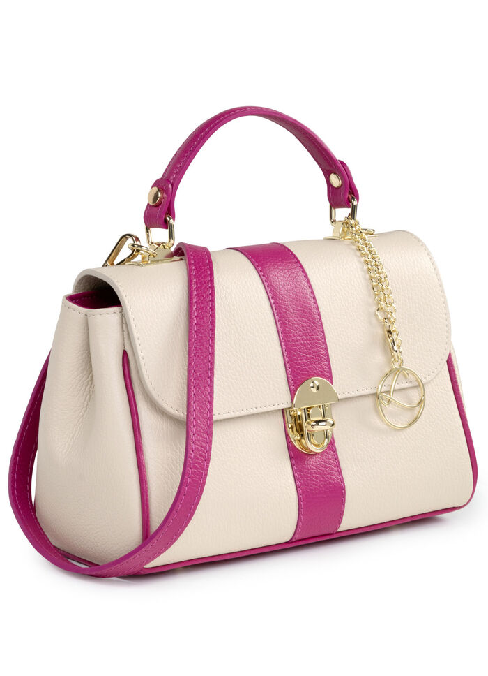 Tas Laurina van generfd kalfsnappaleer BEIGE-PINK