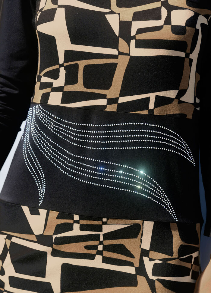 Lang shirt met opvallende strass-versiering 