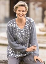 Trui met glanzende folieprint GRIJS-ZILVERKLEURIG