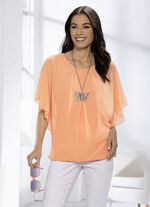 Shirt met chiffon plaid in 2 kleuren ABRIKOOS