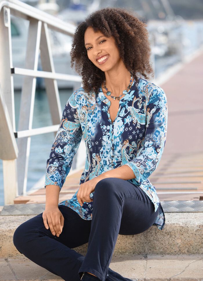 Overhemdtuniek met decoratieve knoopsluiting 