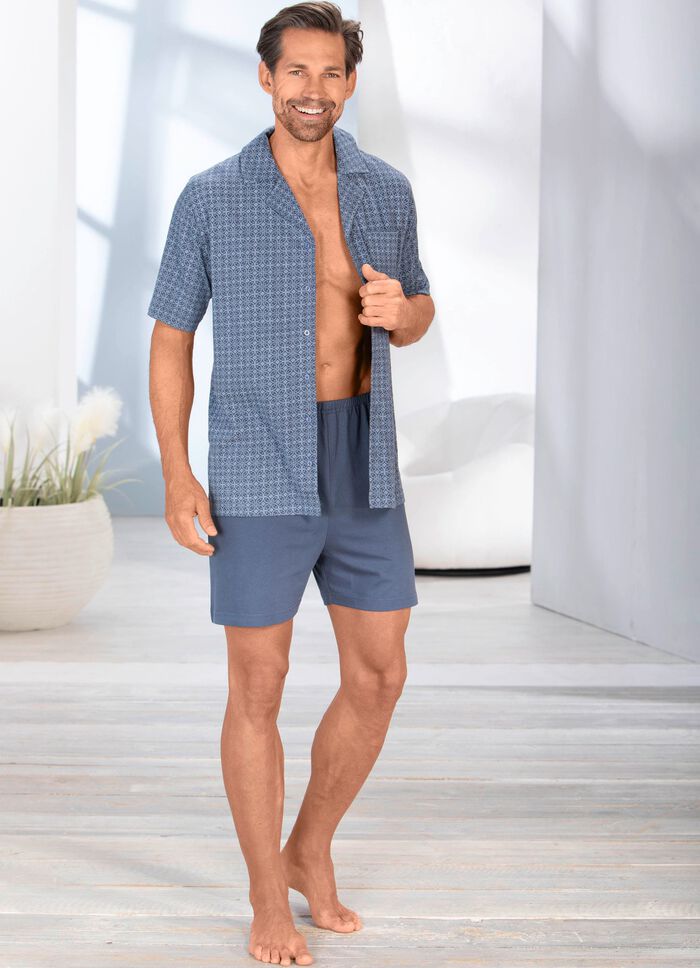 Shorty, doorgeknoopt en met reverskraag 