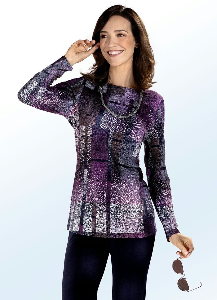 Shirt met briljante inkjetprint in 2 kleuren BESSEN-MEERKLEURIG