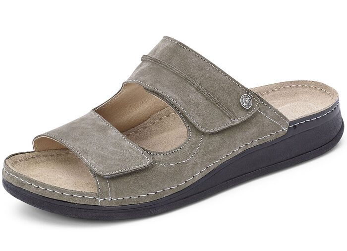 Mubb muiltjes met stijlvolle bies TAUPE