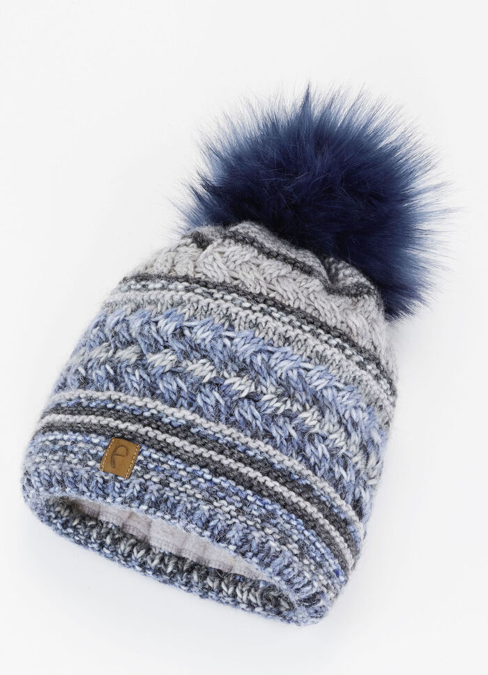 Interessante dameshoed, met pompon BLAU
