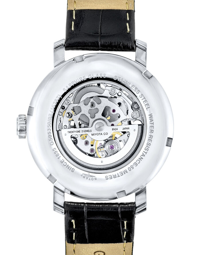 Klassiek automatisch herenhorloge met zichtbaar uurwerk 