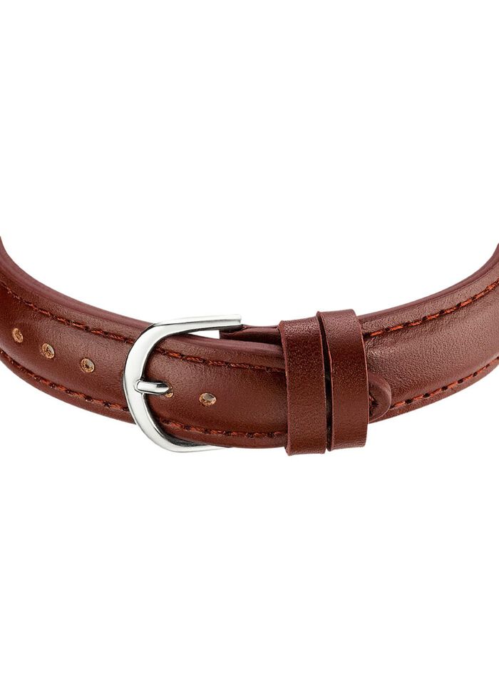 Radiogestuurd dameshorloge met leren band en spreektijdaanduiding 