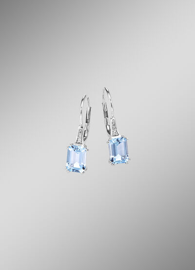 Oorbellen met diamanten en blauwe topaas 