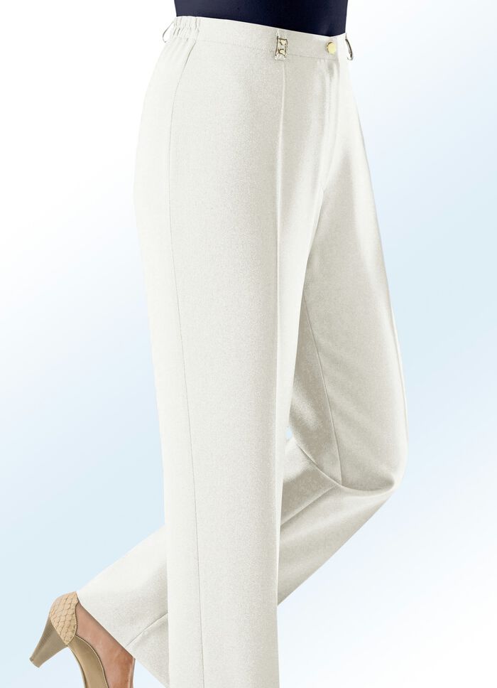 Broek met bredere tailleband in 9 kleuren ECRU