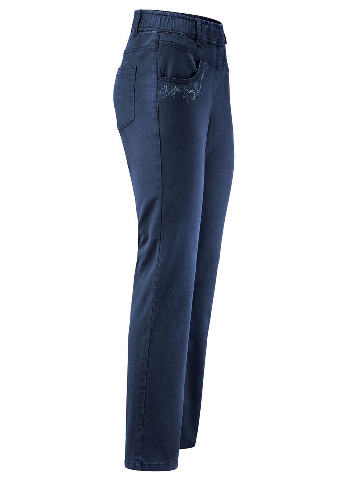 Broek met fonkelende strass steentjes DUNKELBLAU