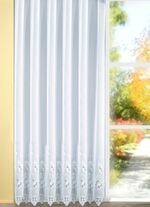 Lange vitrage met plauener kant 