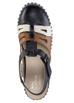 ELENA EDEN sandaal van generfd nappaleer MARINEBLAUW