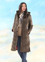 Jas met zijsplitten met rits KOFFIEBRUIN