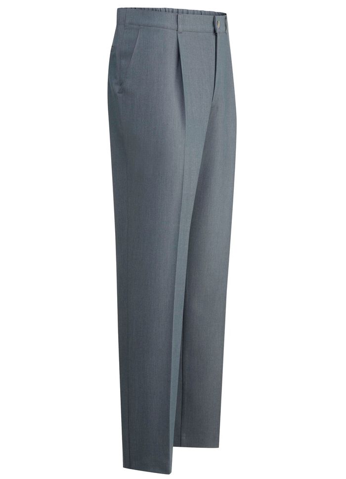 "Klaus Models" broek met plooien in 3 kleuren ROOKBLAUW GEM&Ecirc;LEERD