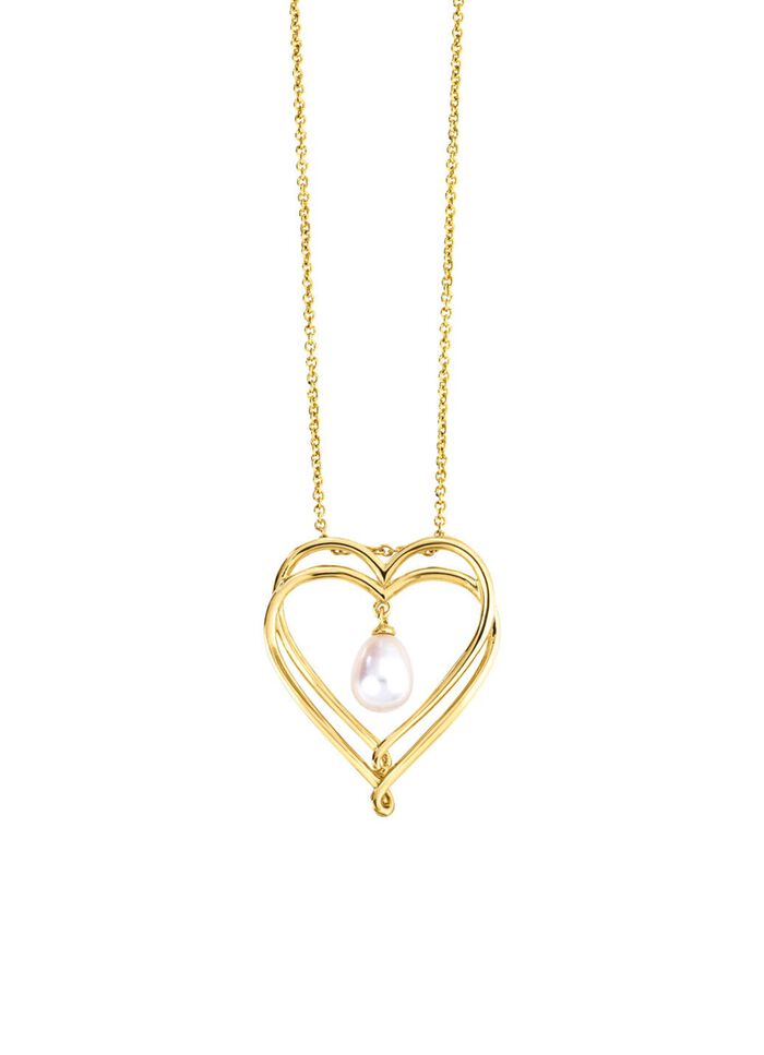 Hartvormige hanger met zoetwaterparel en ankerketting 