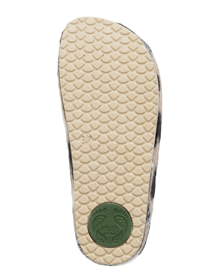 Mubb pantoffels van wolvilt met een brutaal hartjesmotief BEIGE-SCHWARZ