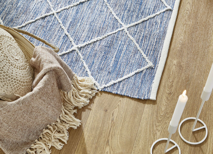 Moderne tapijten en karpetten van 100% katoen BLAU