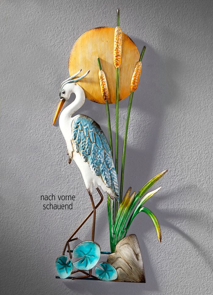 Wanddecoratie reiger, handbeschilderd 