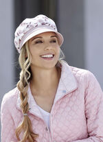 Modieuze dames krantenjongenspet met elastische inzet ROSÉ