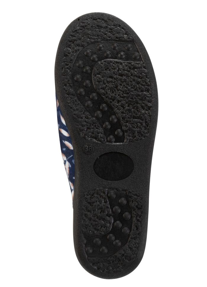 Set van 2 pantoffels van fluweelzacht, bedrukt textielmateriaal 1X BLAUW, 1X BORDEAUXROOD