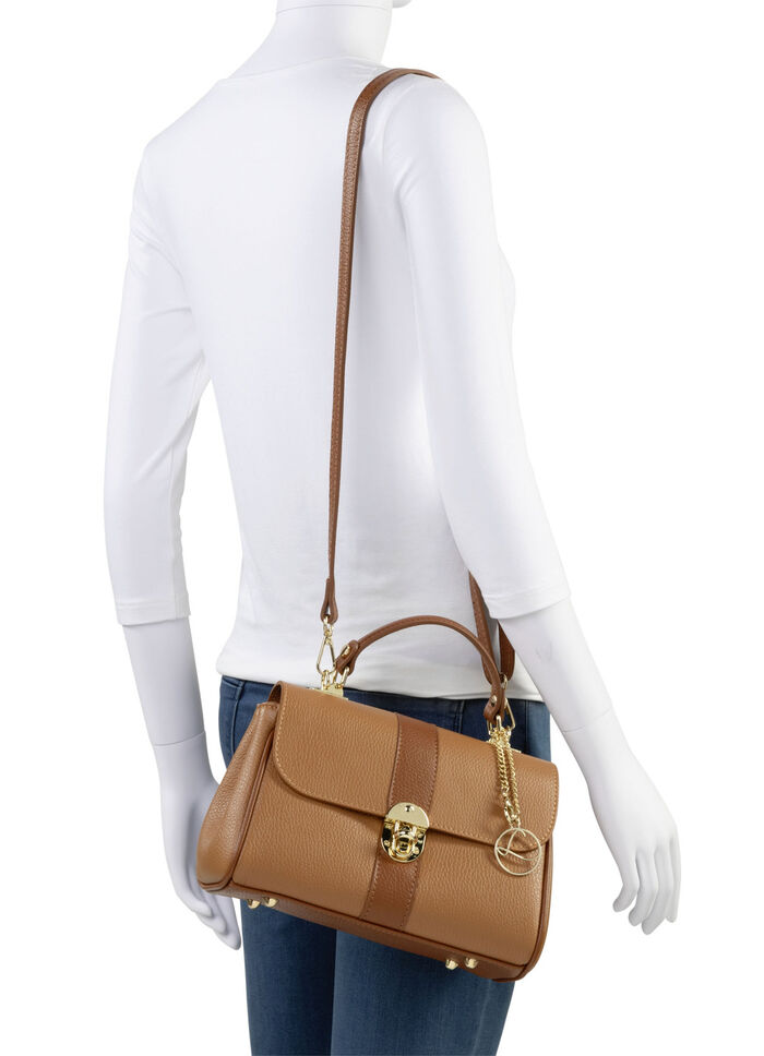 Tas Laurina van generfd kalfsnappaleer COGNAC