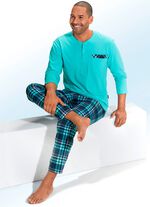 Pyjama van biologisch katoen met knoopsluiting, opgezet borstzakje en ruitjesdessin 