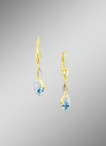 Oorbellen met diamanten en echte blauwe topaas 