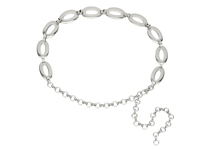 Modieuze dameskettingriem met drukknoop ZILVER