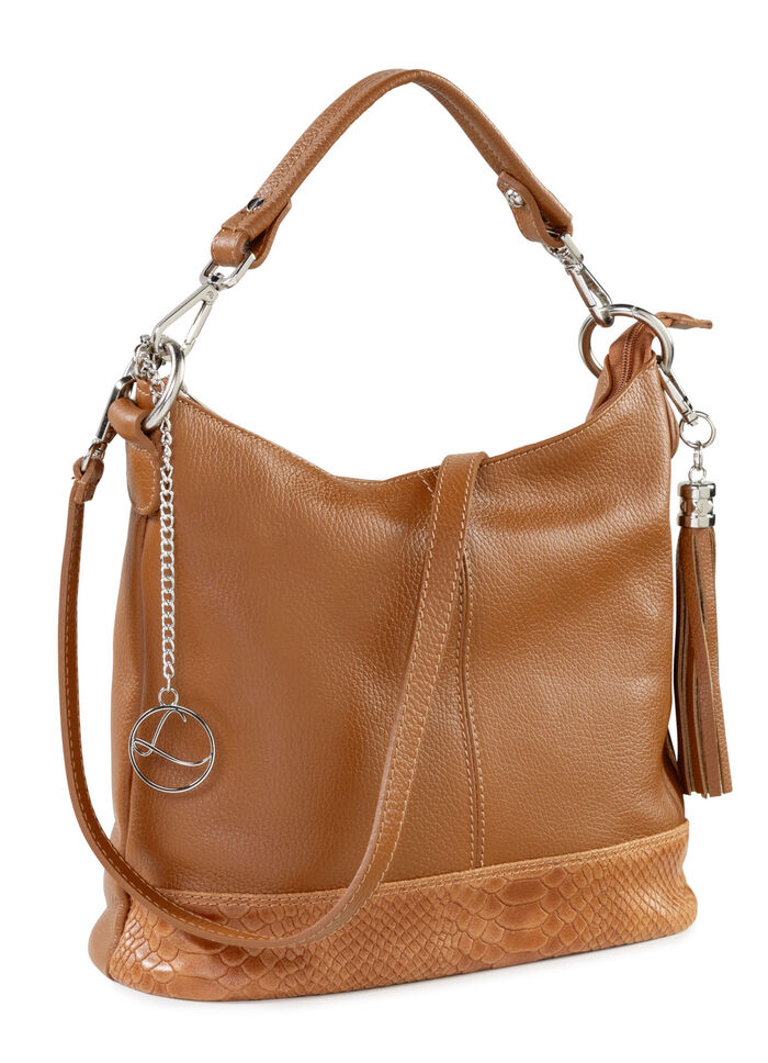 Laurina kalfslederen tas met reliëfafwerking COGNAC