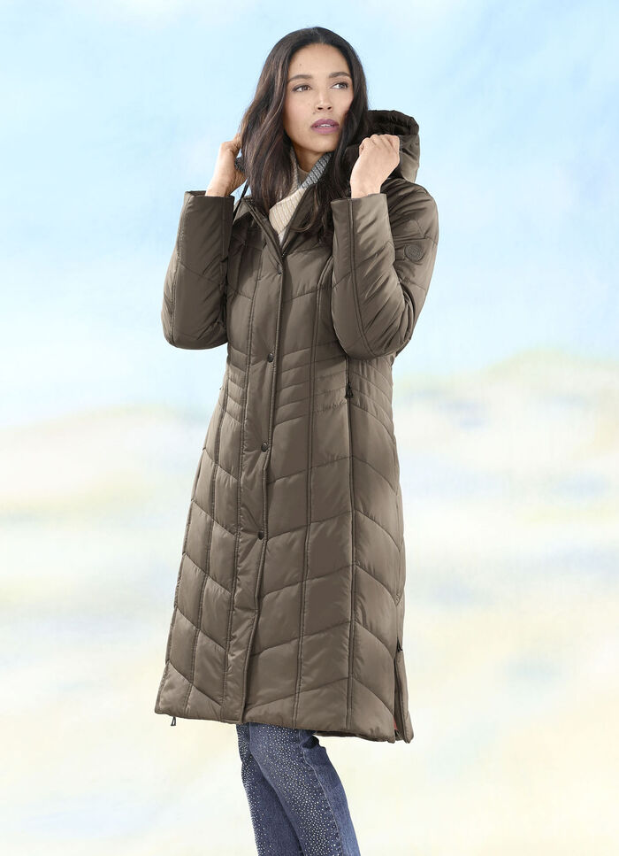 Jas met zijsplitten met rits KOFFIEBRUIN