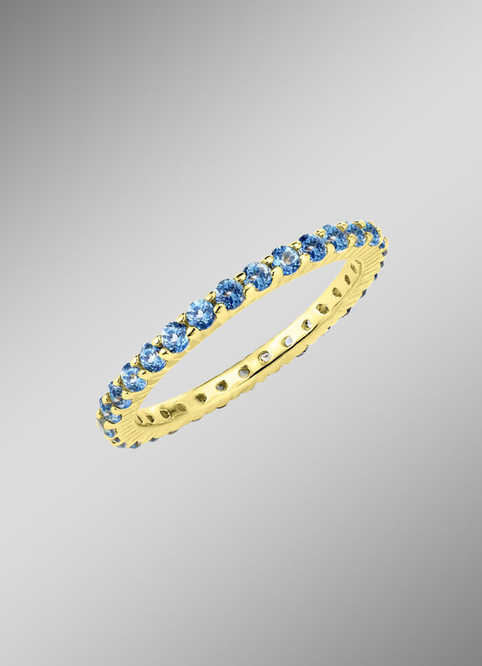 Eternity ring gemaakt van hoogwaardig goud met blauwe topaas 