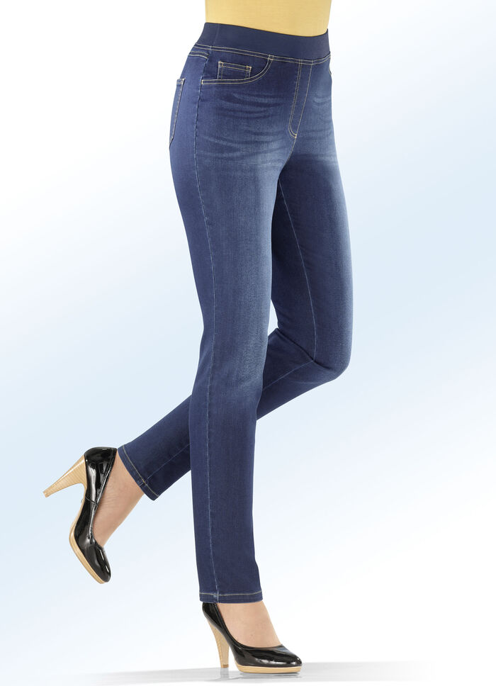 Power stretch jeans in een slip-on stijl JEANSBLAUW