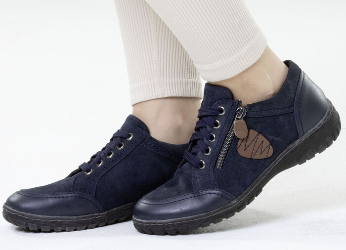 ELENA EDEN, comfortabele dames veterschoenen, breedte G, met uitneembaar voetbed MARINE