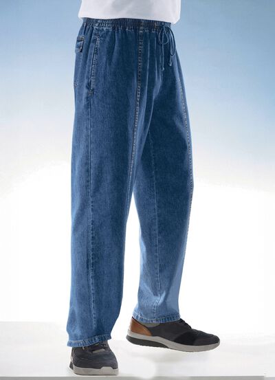 Pull-on jeans met elastische band en trekkoord in 4 kleuren 