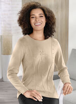 Trui met gedetailleerde gestructureerde bloem BEIGE