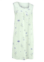 Pak van twee nachthemden met brede schouderbandjes en knopenlijst GROEN/BLAUW