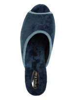 ELENA EDEN fluwelen muiltjes met contrasterende rand BLAUW