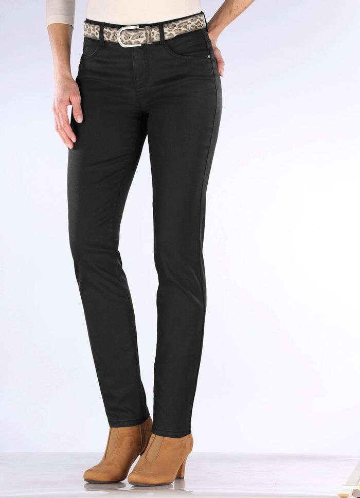 Broek in trendy leerlook ZWART