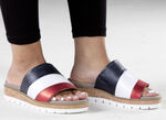 ELENA EDEN, comfortabele damesmuiltjes, breedte G, met uitneembaar voetbed BLAUW-WIT-ROOD