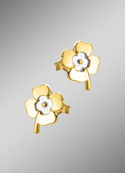 Tweekleurige klavertje-oorbellen 