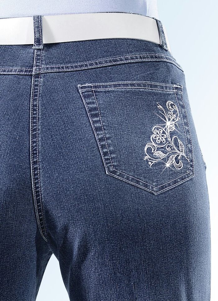 7/8-jeans met bloemenborduursel 