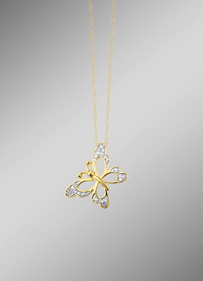 Vlinderhanger met 24 diamanten 