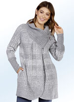 Lange cardigan met decoratieve omgeslagen kraag 