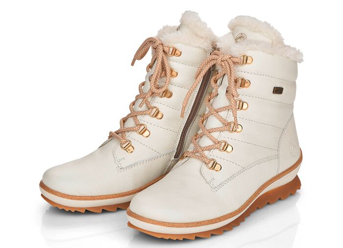 Remonte, gevoerde dames enkellaarsjes, winterschoenen, breedte G, met lamswol NATUURWIT