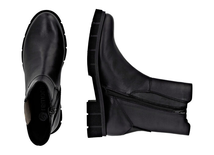 Remonte, modieuze dames enkellaarsjes, winterschoenen, breedte G, met rits SCHWARZ-BRAUN