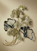 Wanddecoratie ginkgobladeren van metaal 