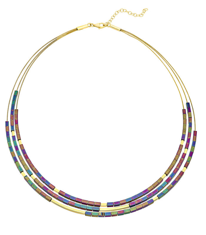 3-rijige ketting met echt kleurrijk hematiet 