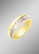 Damesring in bicolor met synthetische zirkonia 